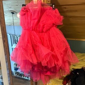 Fashion Nova Bright Pink ruffle dress